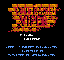 Code Name Viper title screen for NES